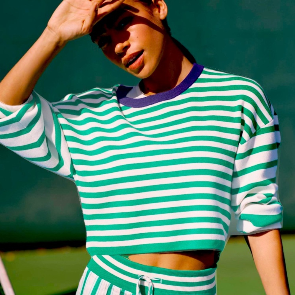 NWOT Anthropologie, Daily Practice size M cropped striped sweater